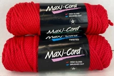 LOT of 2 Maxi-Cord RED 6mm Twisted Polypropylene Yarn 100 Yards Style 35912 NEW