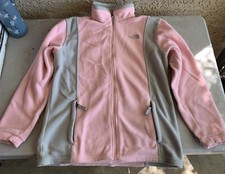 The North Face Girl's Jacket Fleece style Size XL Pink And Gray Full Zip