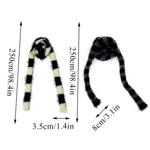Men Women Plush Long Thin Scarves Knitted Neck Warm Thick Skinny Striped Scarf - Picture 3 of 26