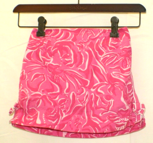 Lilly Pulitzer Girls Kids Pink/White Tiger Print Elastic Waist Back Skirt Sz 6 - Picture 3 of 9
