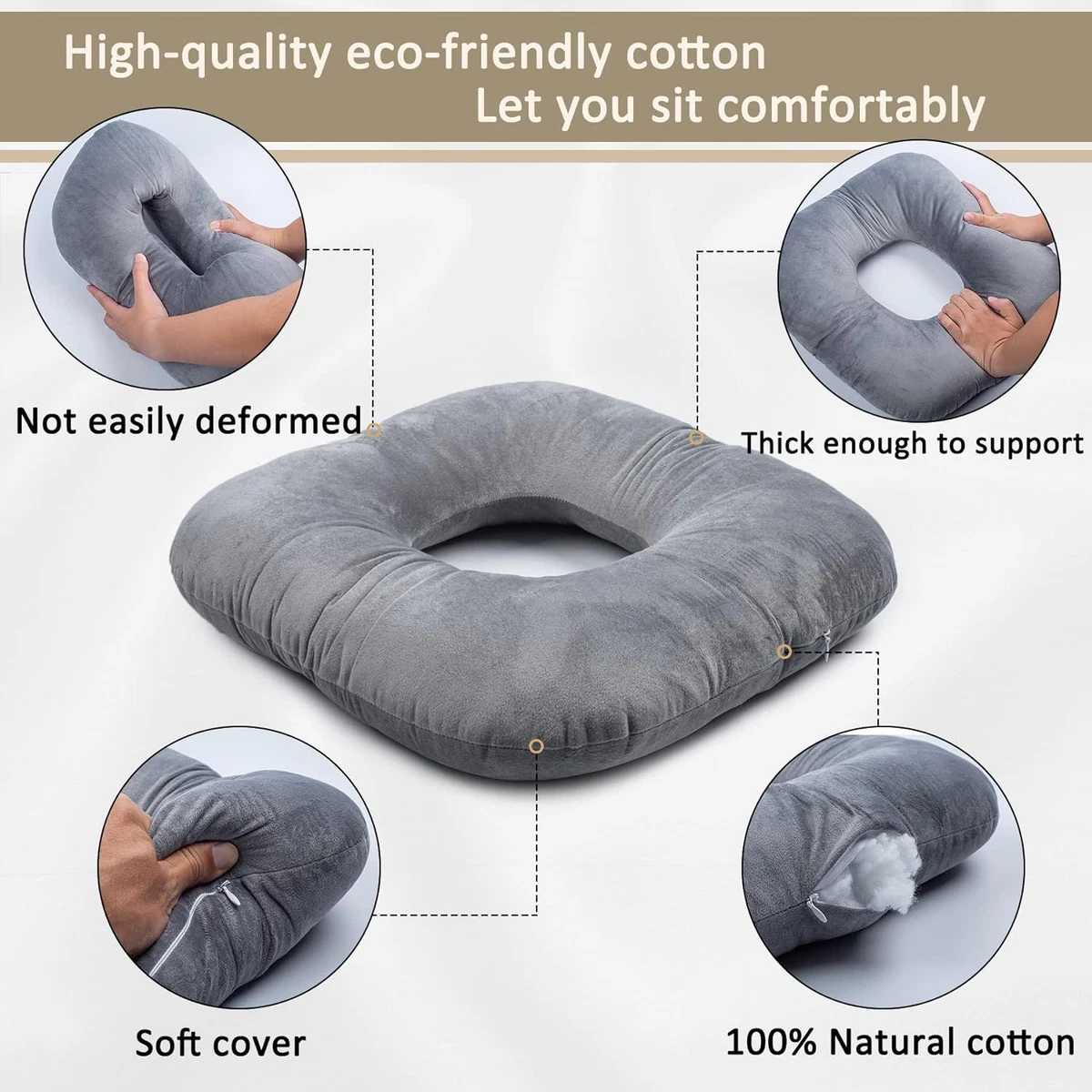 Hshbxd Donut Pillow for Tailbone Pain Relief Cushion, Pain Relief Pad for Hemorrhoids, Pregnancy, Cushion Suitable for Office, Long Travel, Car and