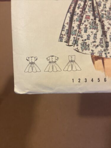 VTG `62 Butterick 2194 Princess Seaming Dress Fit Flare Puff Sleeves Girls SZ 2 - Picture 2 of 5