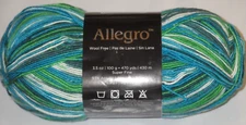 One Skein Wisdom Allegro Wool Free Stretch Sock Yarn, 100g,470yd, Oceanic Opera