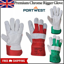 12 Pack Portwest Heavy Duty Chrome Safety Rigger construction landscaping Gloves