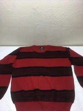 High Sierra by Mervyns Mens Knit Sweater Vtg Red/black Striped  Knit L Kruger#35