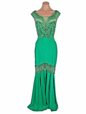Alyce Paris Formal Dress Emerald Green Backless Long Evening Gown Women  s 8 NWT