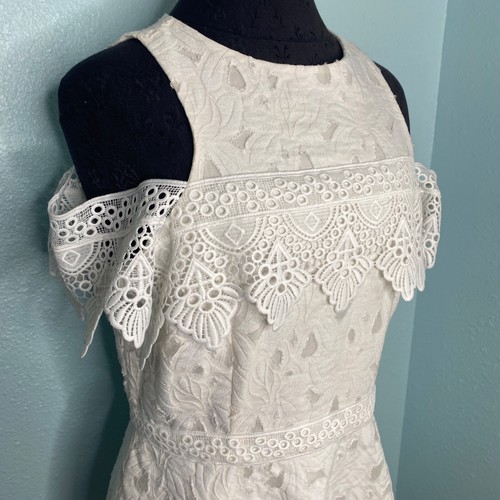 Antonio Melani Dress Women Size 10 White Cream Lace A-Line Short Sleeveless - Picture 5 of 12