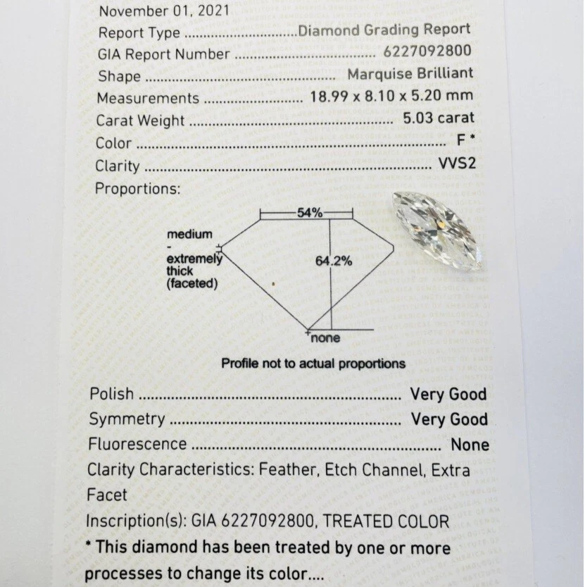 GIA Certified 5.03 Ct Natural Marquise Cut Diamond F VVS2 - Image 2 of 4