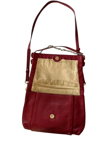 See By Chloe Pebble Leather Purse Red Crossbody Zipper Pockets Adjustable Strap - Picture 10 of 17