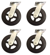 4 Piece 8x2 Swivel Caster Wheel Replacements Black 8" x 2" Base 4-3/8" x 3-7/8"
