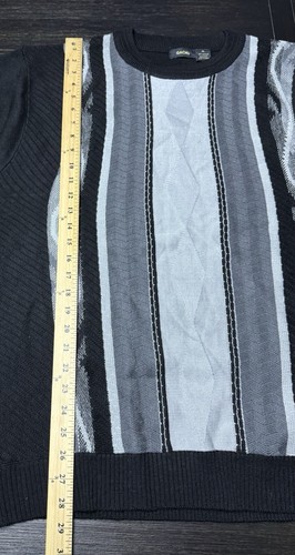Suéter a Rayas Verticales Negro Estilo Gachu Coogi, Informal, Retro, Y2K, 3d, Talla XL - Imagen 3 de 5