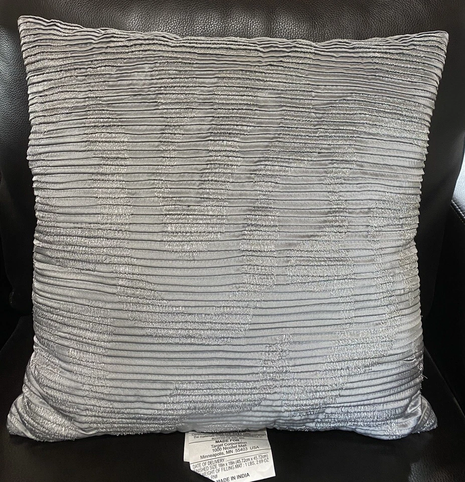 (Lote de 2) Almohada decorativa umbral azul/gris 18”X 18” - 100 % poliéster Foto 2 de 3