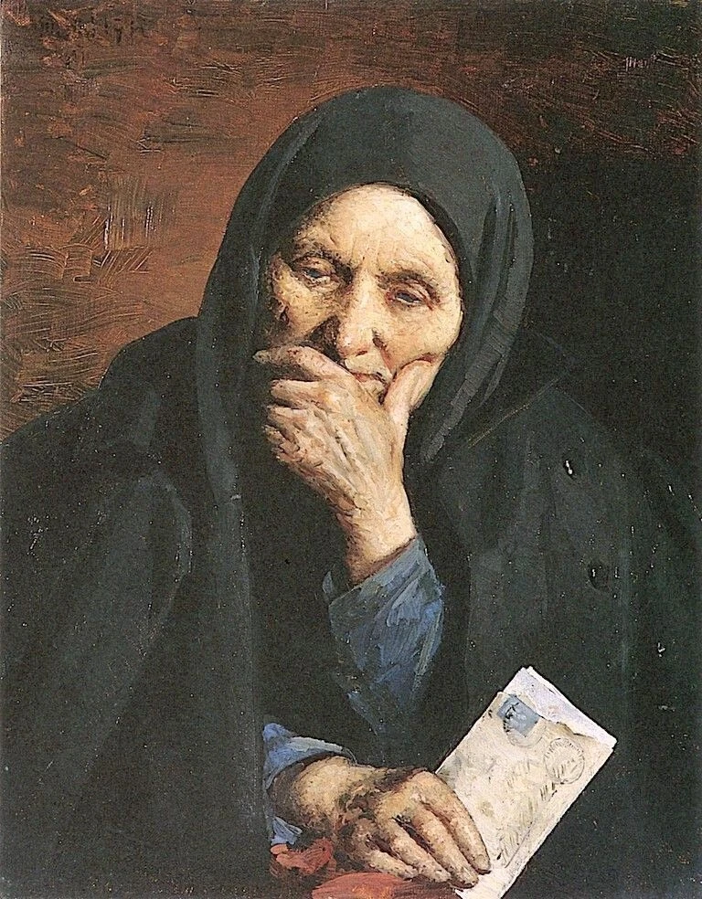 Dream art Oil painting old woman art Letter from America Yehuda