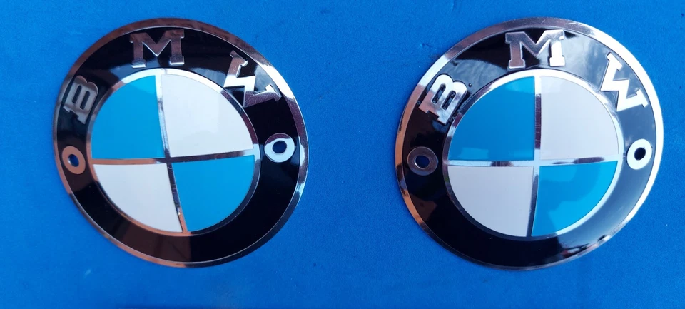 BMW EMBLEMA TANQUE GASOLINA NUEVO 70MM 2 UNIDADES BMW LOGO TANQUE R45 R50 R60 R75 R80 R90 R100 Foto 2 de 4