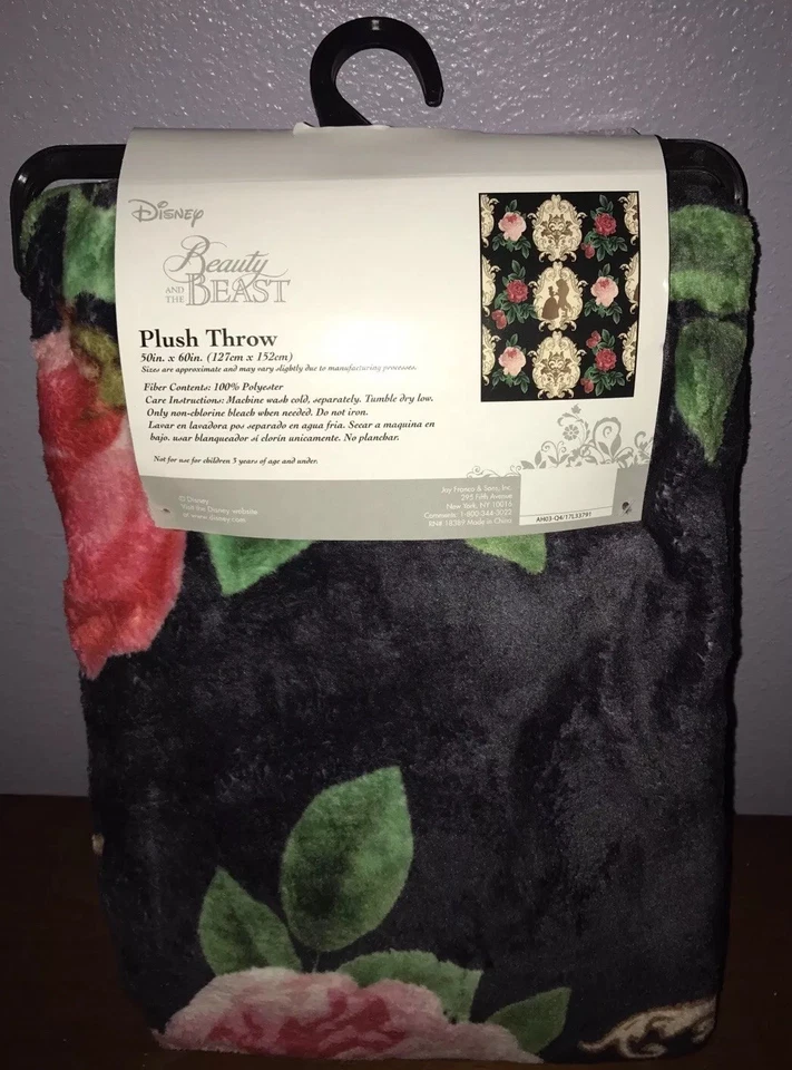 迪士尼美女与野兽花卉毯 50 英寸 x 60 英寸全新 — 第 2/3 张图片