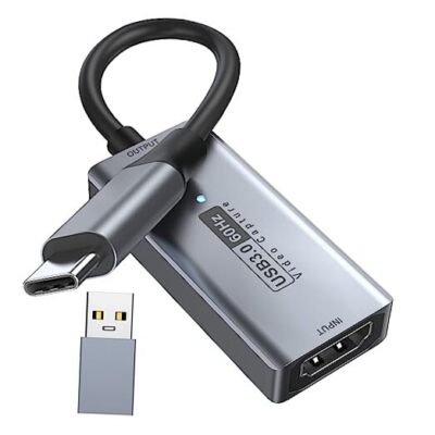  Video Capture Card, 4K HDMI to USB C 3.0 Capture Card, 1080P USB-C 60HZ Grey