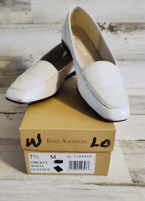 Enzo Angiolini Women s Shoes White ''Liberty'' Slip-On Loafers White 7.5 Leather