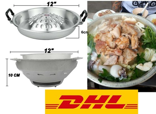 1 Set Thai Mookata Koreanische Grillpfanne 12" Aluminium Barbecue STEAK mit Herd - Bild 1 von 12