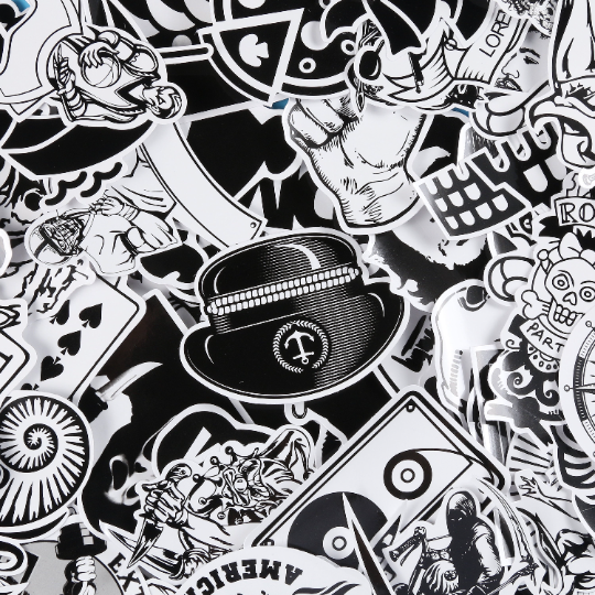 60pcs Black and White Stickers Bombing free shipping Skateboard