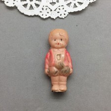 Celluloid Plastic Carnival Boy Doll Vintage Japan 2" Miniature Glows in Dark UV