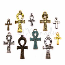 Egyptian Ankh Cross Charms Set 10PC Egypt Pen...