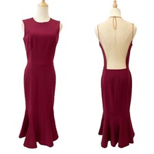 Dress the Population Eve Burgundy Red Crepe Maxi Formal Dress Medium Mermaid