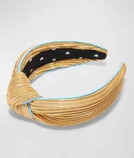 Lele Sadoughi Metallic Pleated  Knotted Headband