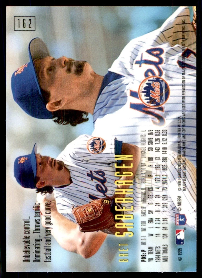 1995 SkyBox E-Motion Bret Saberhagen #162 - Image 2 of 2
