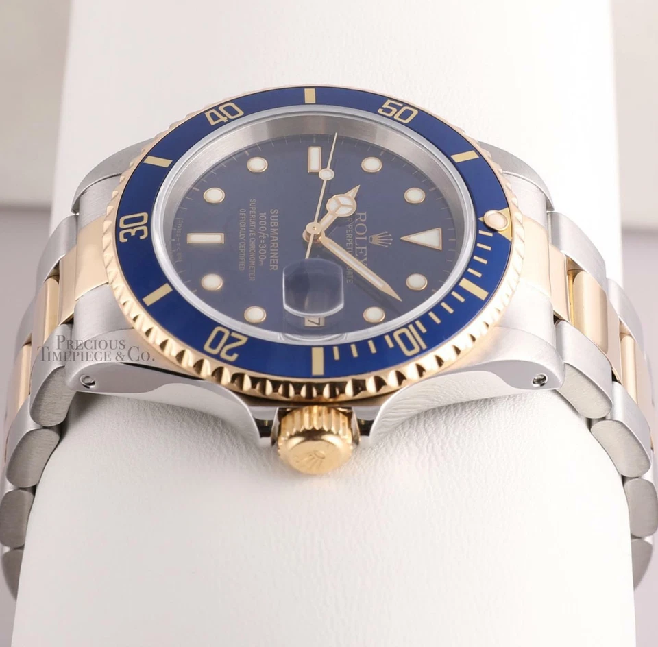 Reloj Rolex Submariner 16613 Dos Tonos Oro 18k-Esfera Azul-Azul Inserto-Caja y Papel Foto 3 de 4