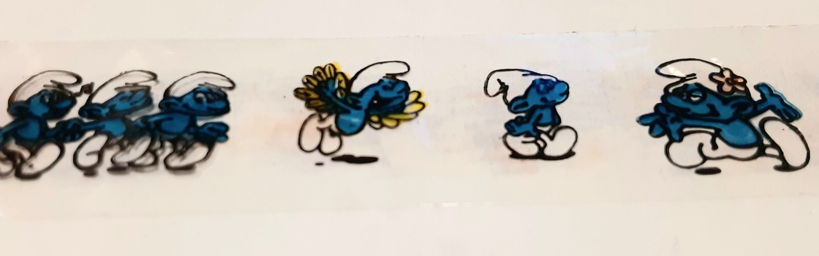 Smurfs tape dispenser with tape - vintage  1980s RARE-image