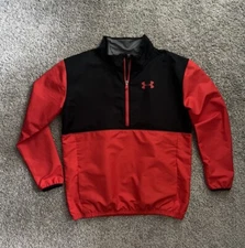 Under Armour Train To Game 1/4 Zip Pullover Size YXL Loose Red/Black Spell Out