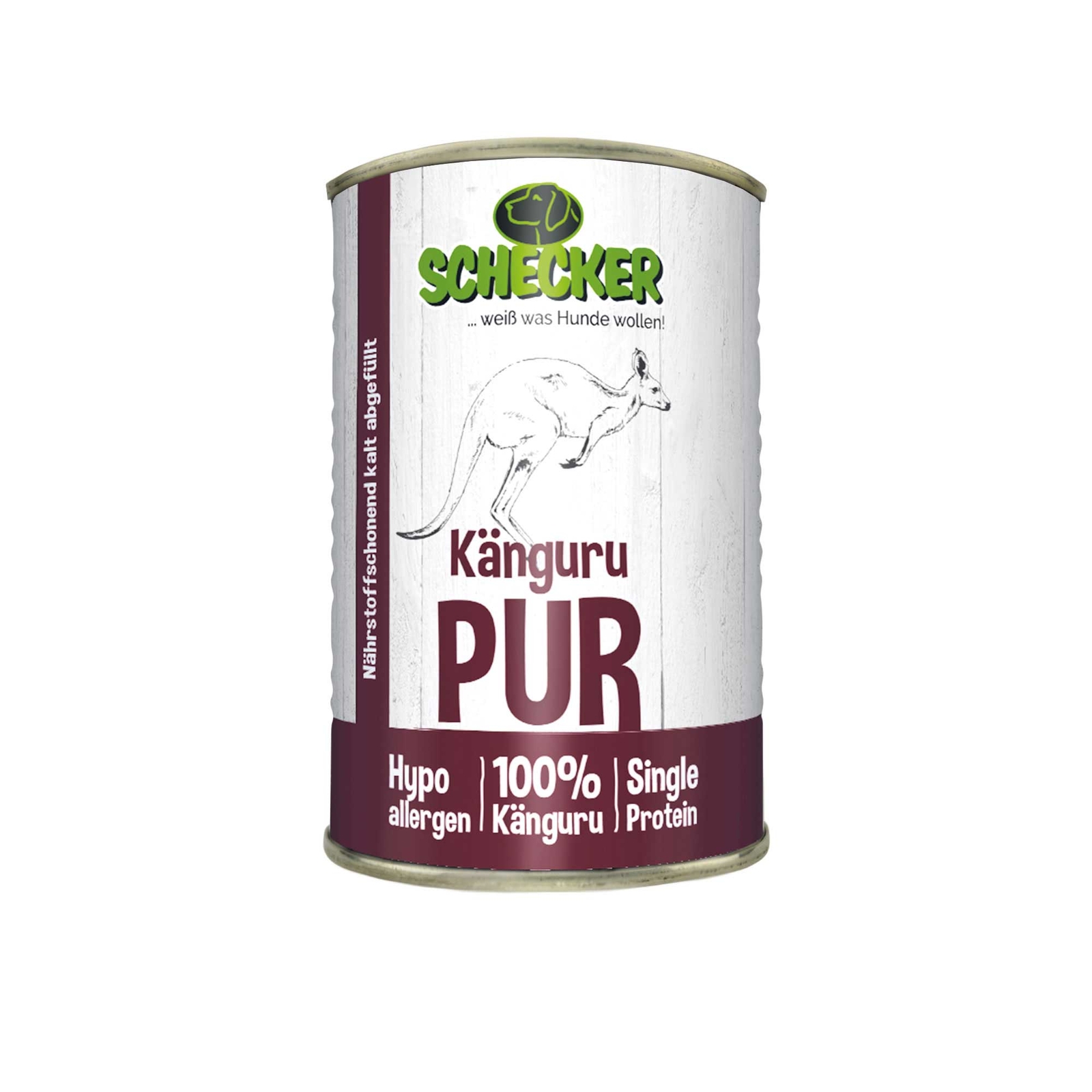 Schecker Nassfutter - Känguru PUR - getreidefrei - hypoallergen - BARFen 48x410g