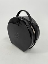 RARA custodia trucco Thierry Mugler borsa a mano rotonda rigida brevettata nera cerniera intorno