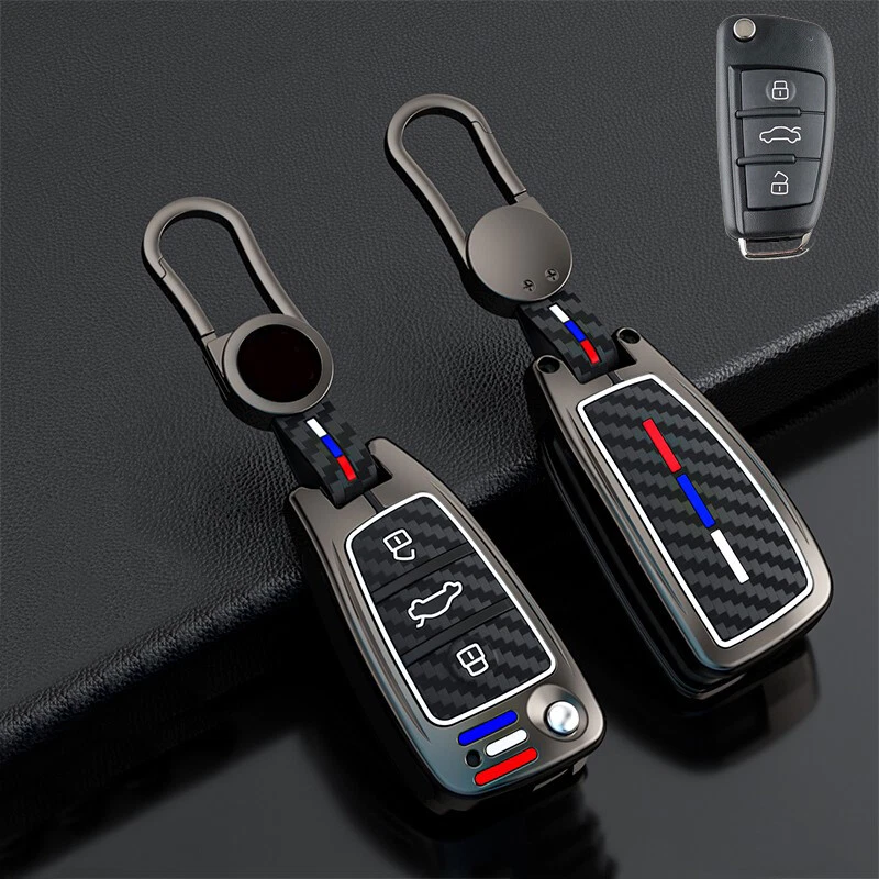 Zinc Alloy Silicne Car Key Fob Case Cover For Audi A1 A3 A4 A6 Q3 Q7 TT S1 S3 RS Foto 3 de 4