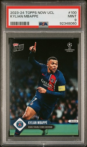 2023 TOPPS NOW CHAMPIONS LEAGUE #100 KYLIAN MBAPPE PSA 9