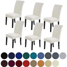 Water-Resistant Ivory Chair Covers Set of 6 - Cozy Slipcovers for Elegant Dining