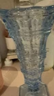 Fenton Blue Pressed Glass Decorative Vase Geometric Pattern Glossy Finish