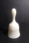 Vintage Fenton Uranium Satin Glass Green Daisy & Button Hand Bell 6.25" Glows!