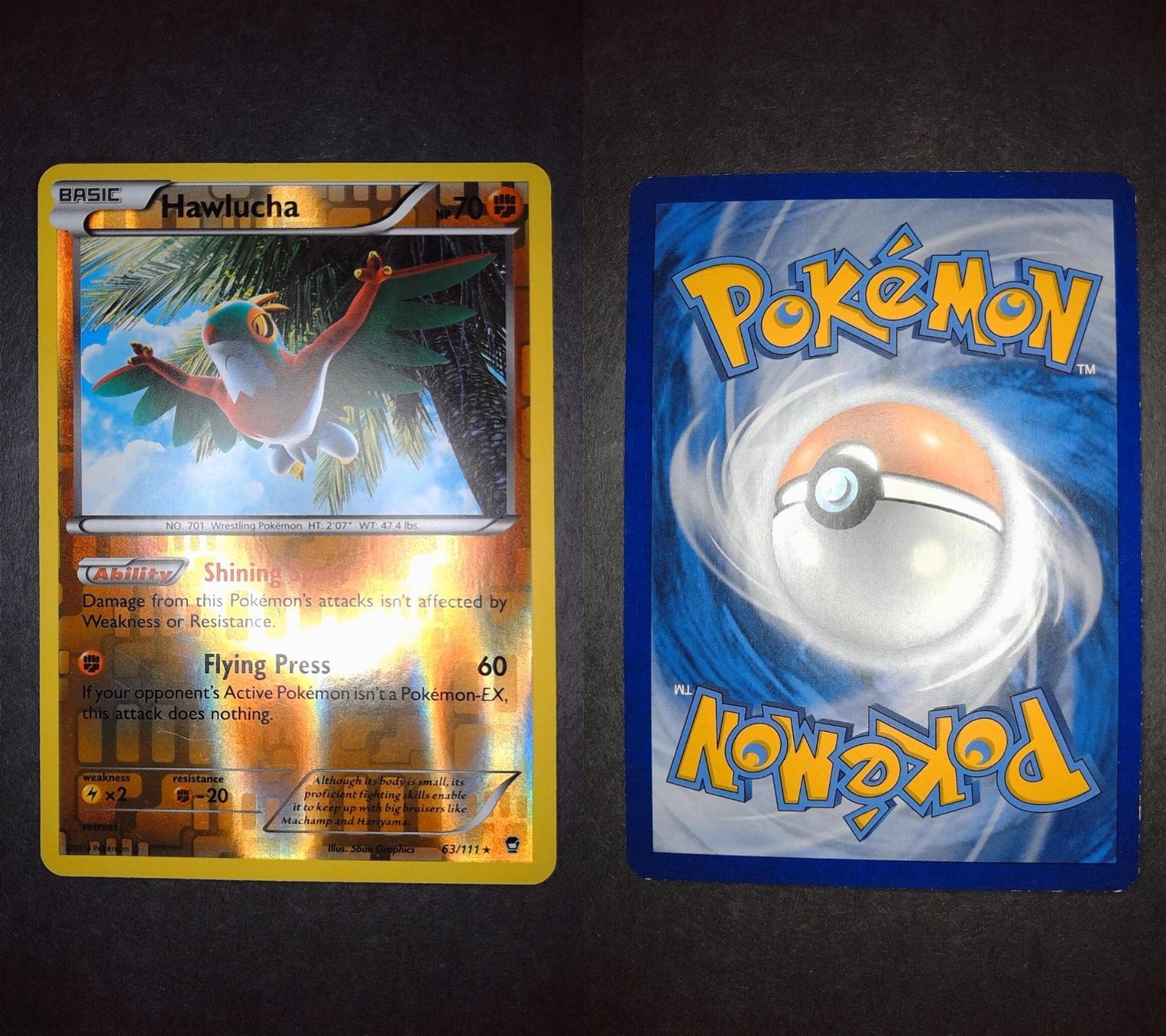 Hawlucha 63/111 Rare Furious Fists Pokemon Reverse Holo Lightly Played
