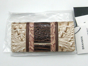 Brahmin Croc Embossed Leather Ady Bifold Wallet in Contour Ambrose Orig. Pkg