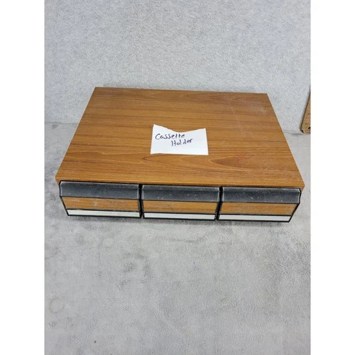 Vintage Wal-Mart 3 Drawer Cassette Tape Storage Case Wood Grain Retro 1980s MCM Opens in a new window or tab