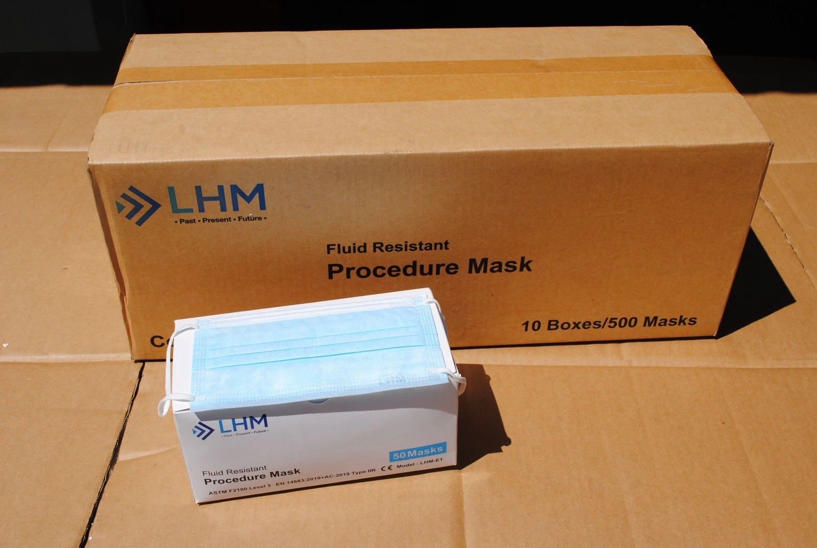 1 Case LHM Fluid Resistant Procedure Mask LHM-E1 50 Masks/Box = 500 Mask Total