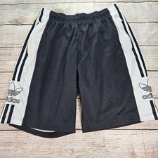 Adidas Shorts Mens Medium Black 3-Stripes Athletic Training Mesh Zip Pockets