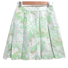 MARNI Patterned Pleated Skirt Lam  Botanical Pattern 40 Green Women USED
