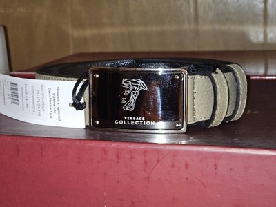 Versace Collection Beige Leather Medusa Buckle Belt Size 95 (Men's 38'')