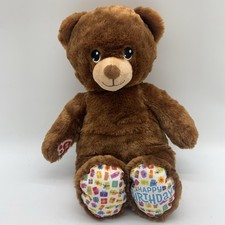 Build A Bear Happy Birthday Plush Brown Teddy Gifts on Feet 16" Clean 2023