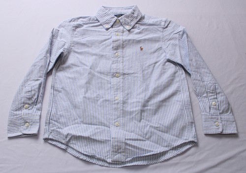 Polo Ralph Lauren Boy's Cotton Oxford Stripe Sport Shirt AP2 Blue Size: 5 NWT