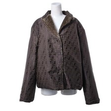 FENDI Vintage Zucca Pattern Reversible Blouson Jacket Brown 44
