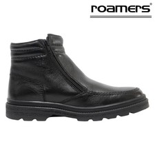 Roamers Mens Black Leather Twin Zip Ankle Boots Warm Fur Lined UK 6 - 12 M333A