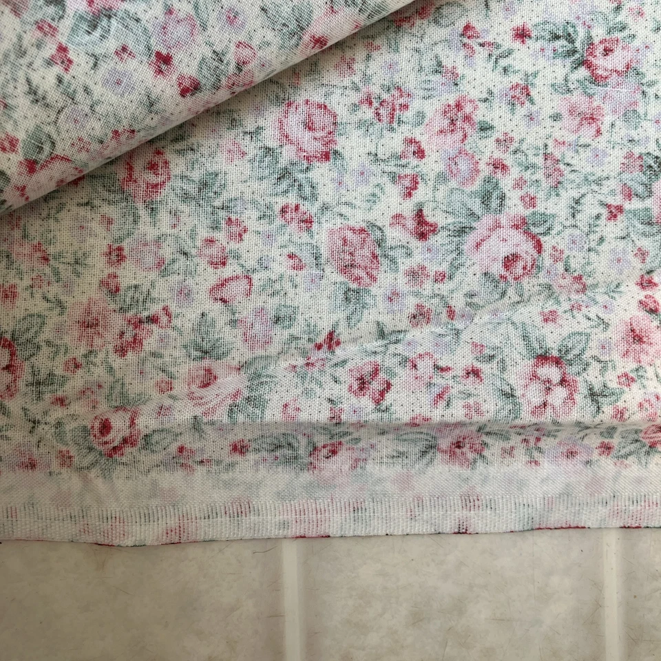Vtg Fabric Concord Calico Pink Rose Cream background Cottagecore 1 2/3 Yard - Image 4 of 4
